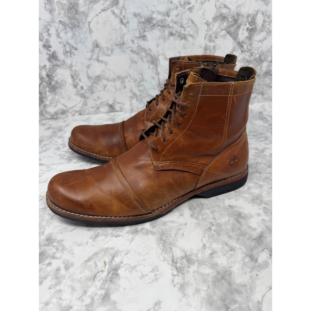 Timberland Earthkeepers City Lite Brown Leather Side Zip Cap Toe Boots Mens 11